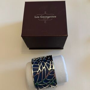 Les Georgettes silver and leather bracelet